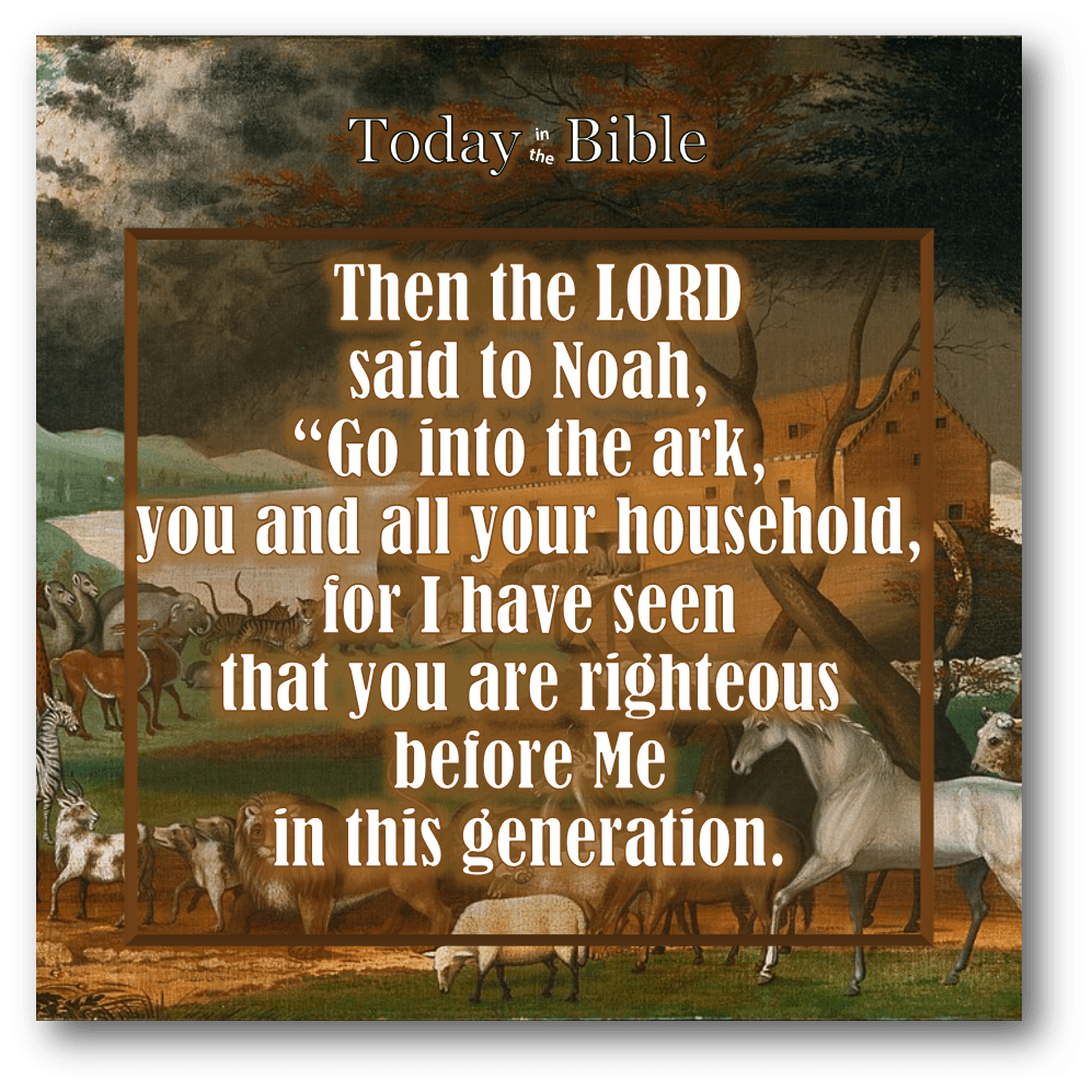 Cheshvan 11 – Go into the ark, you and all your&nbsp;household…