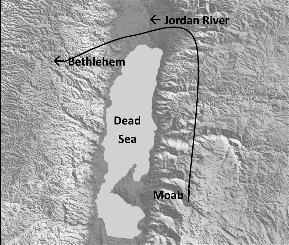 Map For Ruth Nisan 10 – Ruth’s Decision – Today in the Bible