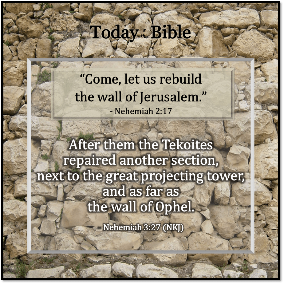 Elul 7 – The Tekoites Repaired Another&nbsp;Section